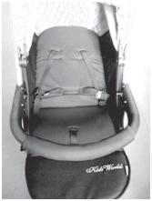 Before placing the baby inside the stroller, you have to separate the shoulder and waist belts from the buckle and wrap them to sides of seat (fig.33)and cover them.