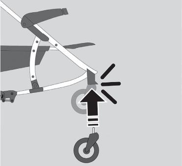 FRONT WHEELS / ΜΠΡΟΣΤΙΝΕΣ ΡΟΔΕΣ Insert with light pressure each front wheel in the front wheel sockets as shown in fig.5, until you hear a click.