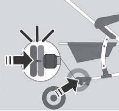 SWIVEL AND STRAIGHT MOTION OF THE FRONT WHEELS / ΠΕΡΙΣΤΡΟΦΙΚΗ ΚΑΙ ΣΤΑΘΕΡΗ ΚΙΝΗΣΗ ΕΜΠΡΟΣΘΙΩΝ ΤΡΟΧΩΝ The front wheels can swivel (at 360º) or more straight.