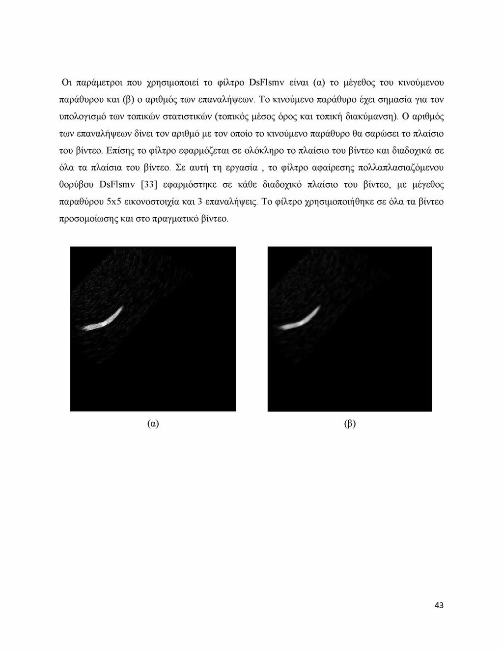 Οι παράμετροι που χρησιμοποιεί το φίλτρο DsFlsmv είναι (α) το μέγεθος του κινούμενου παράθυρου και (β) ο αριθμός των επαναλήψεων.