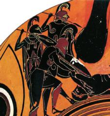ελ κύ σουν τα πλοί α, να φύγουν. Ε να ντιώ νεται ο Ο δυσ σέ ας και γί νε ται κρα ται ή μά χη. Ο Αί ας χτυ πά με πέτρα τον Έ κτο ρα, αυ τός πέ φτει στο έ δα φος, οι Α χαιοί ορ μούν, α λαλά ζο ντας.