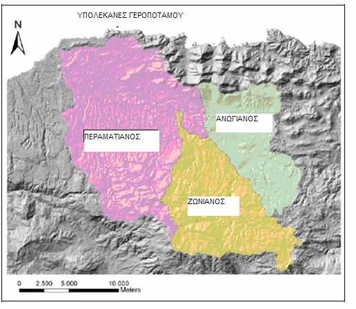 Πίνακας 1:Μετεωρολογικοί σταθµοί στην ευρεία περιοχή της λεκάνης Γεροποτάµου (Ζαρρής, 2008).