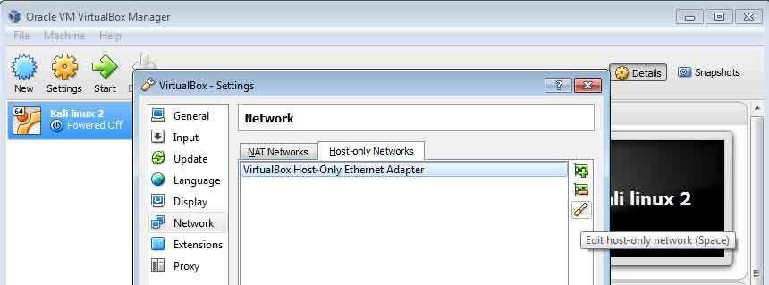 61 πθγαίνω ςτθν κατθγορία Network, ςτθν καρτζλα Add host-only network το πράςινο κουμπί δεξιά) για να γίνει εγκατάςταςθ ενόσ ι περιςςότερων virtual Host only ethernet