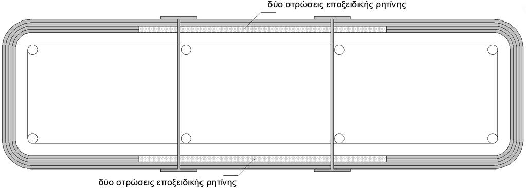 ΚΕΦΑΛΑΙΟ 5 ΠΕΙΡΑΜΑΤΙΚΗ ΔΙΑΔΙΚΑΣΙΑ Ένα υποστύλωμα από κάθε σειρά ενισχύθηκε με δύο στρώσεις FRP χωρίς τη χρήση θυσάνου.