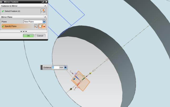 Revolve, στο hole και στο Pattern (δείτε εικόνα 13) Στο specify plane κλικάρουμε στο βελάκι και