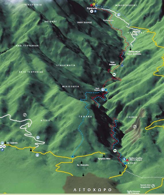 ΛΙΤΟΧΩΡΟ ΠΡΙΟΝΙΑ Διάρκεια: 5 ώρες, Υψομετρική Διαφορά: 740 μ., Διαδρομή μέτριας δυσκολίας, Μήκος: 9 Km Από την περιοχή «Μύλοι» (400 μ.
