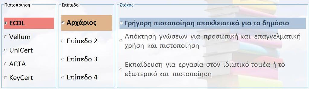 Το certme υποστηρίζει τους πιο δημοφιλείς φορείς πιστοποίησης και προσαρμόζει το περιεχόμενό του ανάλογα με την επιλογή που θα γίνει.