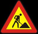 12) prometni znak radovi na cesti (A25) oznaĉava blizinu mjesta na kojem se izvode radovi na cesti. Osnovna boja znaka je ţuta.