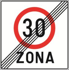prometnom znaku; Prometni znak C25 16) prometni znak završetak zone u kojoj je