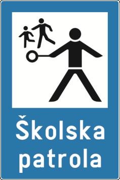 30) prometni znak školska patrola (C40) obavješćuje vozaĉe o blizini mjesta ili mjestu na kojem pripadnici školske prometne jedinice osiguravaju prijelaz djece preko kolnika ili obiljeţenoga