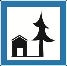 50) prometni znak teren ureċen za izletnike (C68) oznaĉava blizinu mjesta ili mjesto na kojem se nalazi teren ureċen za izletnike; Prometni znak C68 51) prometni znak planinarski dom
