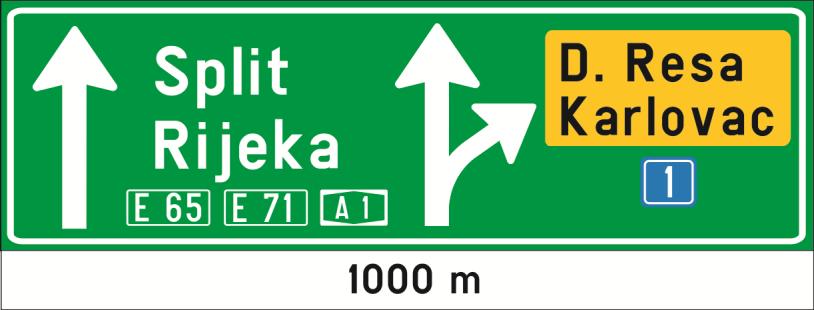 Prometni znak D08 Prometni znakovi obavijesti za vođenje prometa u trećem stupnju jesu: 6) prometni znak pretputokaz (D09)