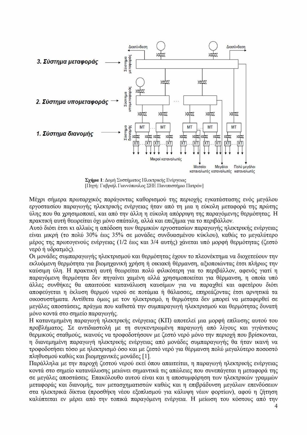 Σχήμα 1: Δομή Συστήματος Ηλεκτρικής Ενέργειας [Πηγή: Γαβριήλ Γιαννόπουλος ΣΗΕ Πανεπιστήμιο Πατρών] Μέχρι σήμερα πρωταρχικός παράγοντας καθορισμού της περιοχής εγκατάστασης ενός μεγάλου εργοστασίου