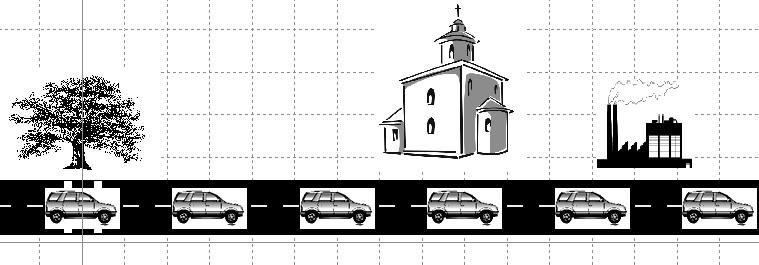 Η δεύτερη δραστηριότητα << υλικό σημείο και θέση >> εμφανίζει ένα αυτοκίνητο μεγάλων διαστάσεων ( τζιπάκι ) να αλλάζει συνεχώς θέση πάνω σε έναν ευθύγραμμο δρόμο (Σχήμα 3) Εδώ το ζητούμενο είναι η