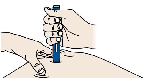 Β Πιέστε σταθερά την προγεμισμένη συσκευή τύπου πένας πάνω στο δέρμα μέχρι να