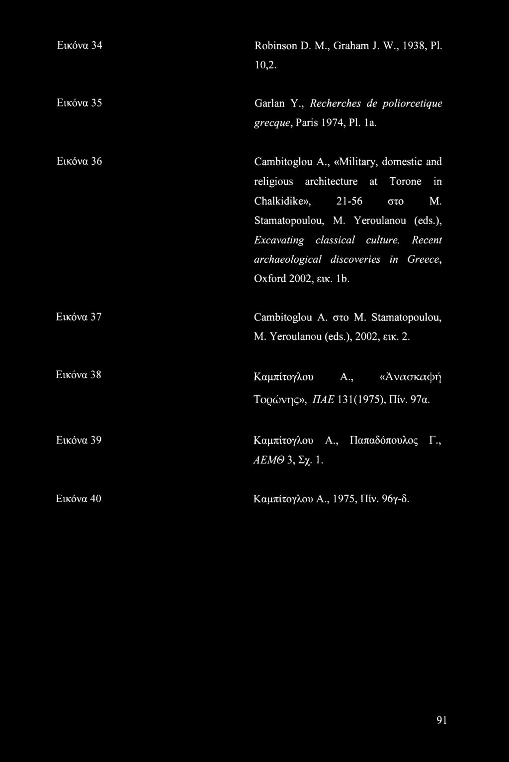 Recent archaeological discoveries in Greece, Oxford 2002, εικ. lb. Εικόνα 37 Cambitoglou A. στο M. Stamatopoulou, M. Yeroulanou (eds.), 2002, εικ. 2. Εικόνα 38 Καμπίτογλου A.