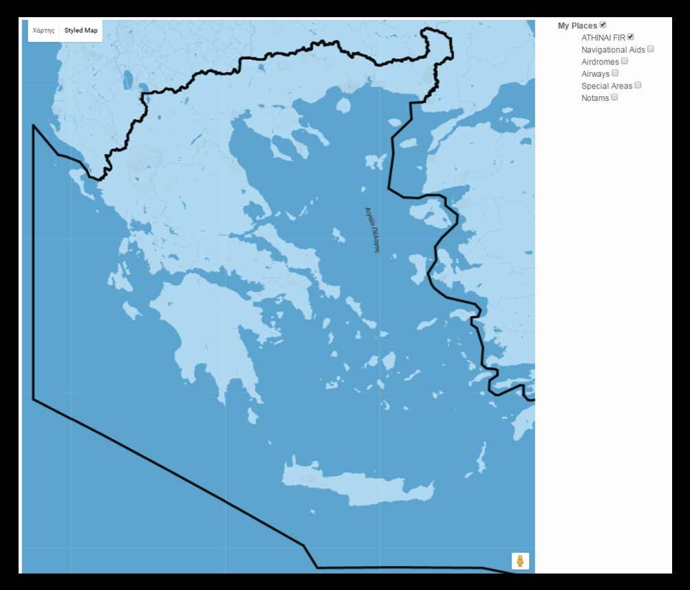 3.4.1 ΑΤΗΙΝΑΙ FIR Επιλέγοντας από τη λίστα που βρίσκεται στα δεξιά του χάρτη το ΑΤΗΙΝΑΙ FIR εμφανίζεται το ελληνικό