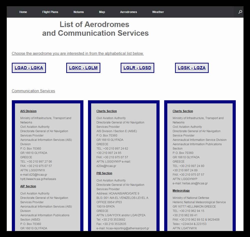 Παρακάτω παρουσιάζεται η κεντρική σελίδα των αεροδρομίων που θα εμφανιστεί εάν ο
