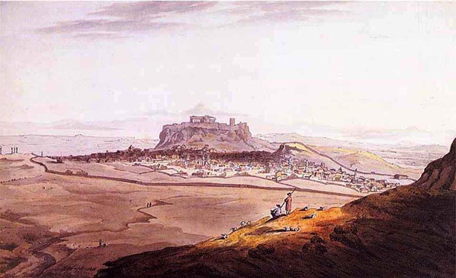 1805 Άποψη της Αθήνας από τον Λυκαβηττό (σχέδιο)