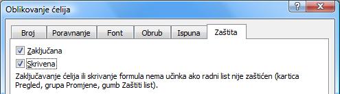 zaštititi ostale zaključane ćelije naredbom Polazno Ćelije Oblikuj Zaštiti list ili Pregled Promjene Zaštiti list 6. ostaviti uključenu mogućnost Biranje nezaključanih ćelija, a ostale isključiti 7.