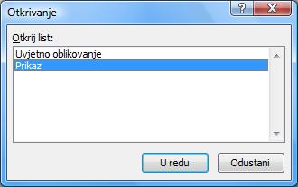 1.8.2. Skrivanje i otkrivanje radnih listova Za skrivanje radnog lista potrebno je: 1. odabrati radni list 2. odabrati naredbu Polazno Ćelije Oblikuj Sakrij i prikaži Sakrij list.