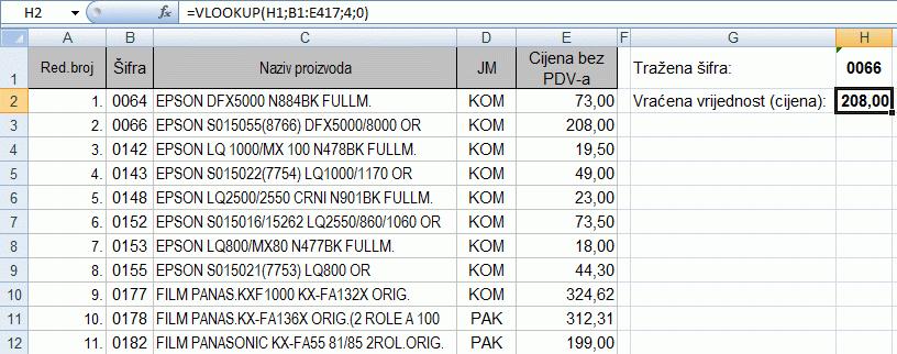 3.14. Funkcije referenci i pretraživanja Funkcije referenci (adresne) i pretraživanja daju informacije o podacima na određenim mjestima.