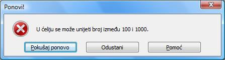 na dijaloškom okviru Provjera valjanosti podataka odabrati karticu Upozorenje o pogrešci 2.