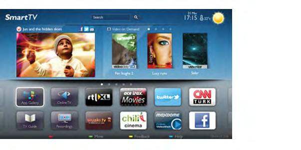 1 Περιήγηση 1.1 Smart TV Συνδέστε την τηλεόραση Smart TV της Philips µε τεχνολογία LED στο Internet και ανακαλύψτε έναν νέο κόσµο τηλεόρασης.