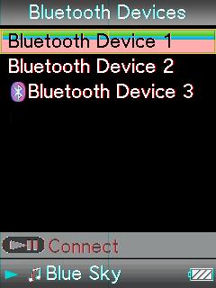 83 Ακρόαση τραγουδιών μέσω επικοινωνίας Bluetooth Δημιουργία σύνδεσης Bluetooth από το μενού Home Bluetooth κουμπί BACK/HOME κουμπί 5 κατευθύνσεων Ρυθμίστε τη συσκευή Bluetooth, για να την