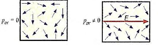 2. Διηλεκτρική θεωρία 15 Σχήμα 2.4: (α) Απουσία πεδίου, η θερμική κίνηση των μορίων έχει μηδενική μέση διπολική ροπή ανά μόριο.