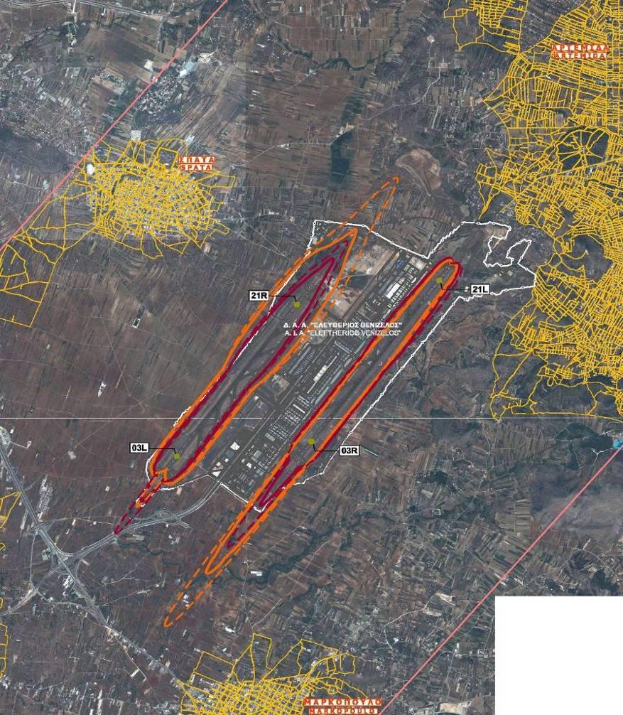 να περιορίζονται πρακτικά εντός των ορίων του αεροδρομίου χωρίς επίπτωση σε δομημένες αστικές περιοχές κατοικίας η άλλους ευαίσθητους δέκτες.