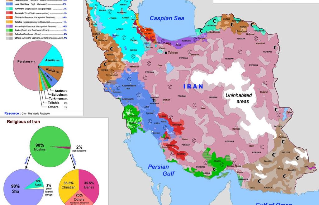 Εθνότητες και θρησκείες στο Ιράν Πηγή: https://en.wikipedia.