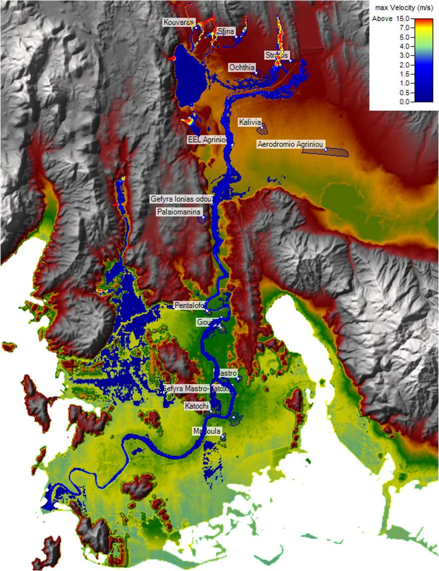 5 m (μέση τιμή) για το δυσμενέστερο σενάριο (σενάριο 6). Αντίστοιχα από τις 4 γέφυρες που διασχίζουν τον Αχελώο ποταμό, μόνο η γέφυρα Μάστρο-Κατοχή υπερπηδάται με μέγιστο βάθος 0.