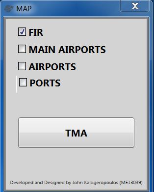 MAP Στο παράθυρο MAP μπορούμε να απεικονίσουμε αεροδρόμια και