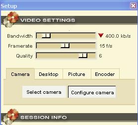 Εικόνα 7: Καρτέλα video setup 2 η Περίπτωση (συστήματα υψηλών δυνατοτήτων) Κατά τη διάρκεια μίας συνεδρίας εμφανίζεται το παράθυρο συνομιλητών video που φαίνεται στην εικόνα 8.