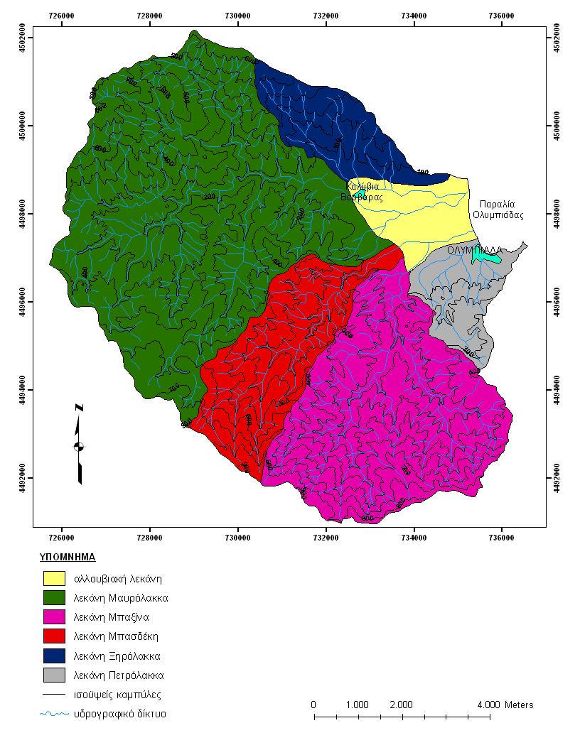 79km 2. Στα βόρεια οριοθετείται από πιθανό ρήγμα Ξηρόλακκα και στα νότια από το ρήγμα Μπασδέκη Λάκκου (χάρτης 6) (Βεράνης,2000). Χάρτης 6.