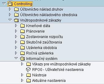 1.c/ pre náklady zaúčtované na vnútropodnikových zákazkách štatistických aj skutočných pomocou menu: Účtovníctvo / Controlling / Vnútropodnikové zákazky / Informačný systém /