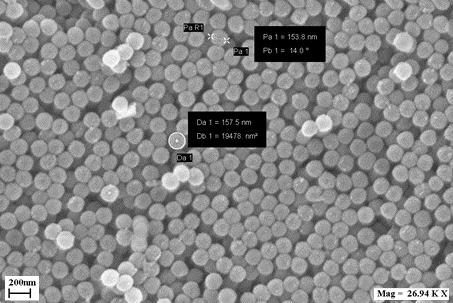 Σχήμα 28 Φωτογραφία Ηλεκτρονικής Μικροσκοπίας Σάρωσης νανοσφαιρών πολυστυρενίου (πίνακας