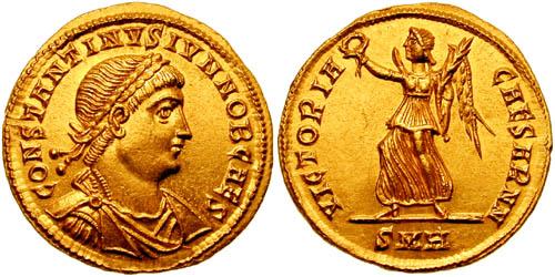 Κωνσταντίνο του χρυσού κανόνα (σόλιδος), ο οποίος θεωρείται η απαρχή της βυζαντινής νομισματοποπίας.