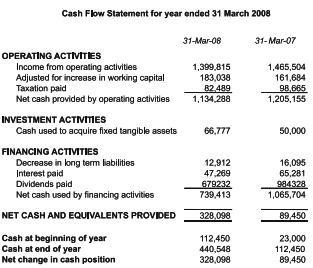 Κατάσταση Ταμειακών Ροών (Cashflow Statement) Η κατάσταση ταμειακών ροών είναι η επίσημη δήλωση των πληρωμών σε μετρητά και των εισπράξεων για την περίοδο αναφοράς.