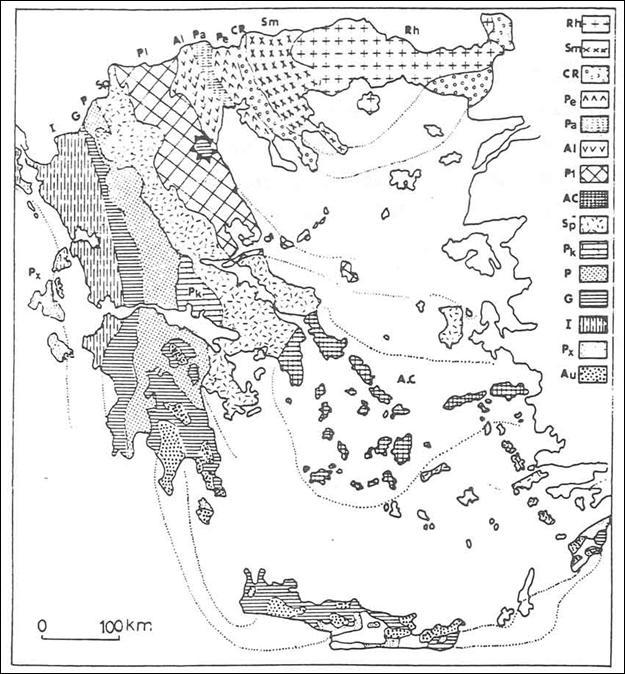 10. Η ζώνη Γαβρόβου-Τρίπολης 11. Η Αδριατικοϊόνιος ζώνη 12. Η ζώνη Παξών ΣΧΗΜΑ 2.1.1 Γεωτεκτονικό σχήμα των Ελληνίδων ζωνών.