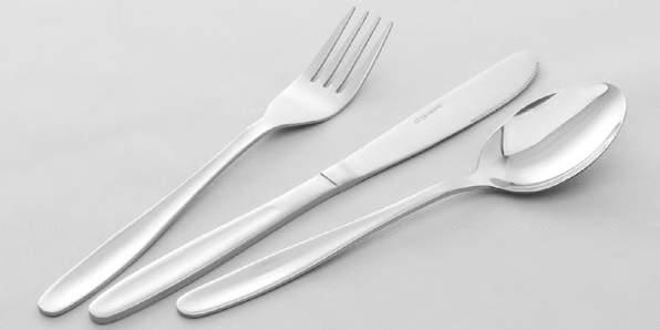 Dinner fork Μαχαίρι φαγητού / Dinner knife Κουτάλι γλυκού / Tea spoon Πιρούνι γλυκού / Cake fork Κουτάλι μόκας / Mocha spoon Κουτάλι cappuccino / Cappuccino spoon Κουτάλι soda / Long