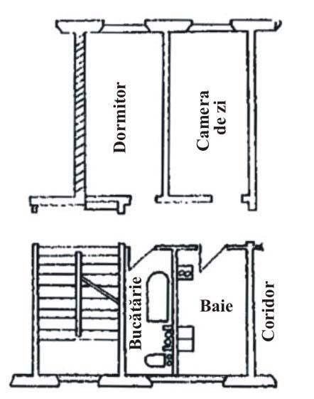 8); b) separarea căzii şi cazanului de baie de planşeul şi pereţii camerelor de baie, prin intermediul unor garnituri elastice (figura 4.2.9); Fig. 4.2.8 Montarea obiectelor sanitare printr-o fixare nerigidă Fig.