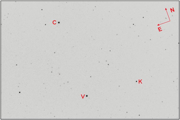 Σχ.5.76 Το πεδίο του αστέρα DR Vul, και οι αστέρες σύγκρισης και ελέγχου που χρησιμοποιήθηκαν στις παρατηρήσεις μας.