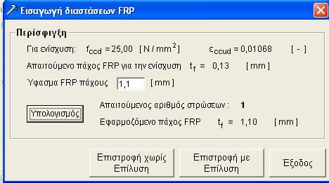 Απαιτείται μόνο μια στρώση FRP πάχους 1,1 mm.