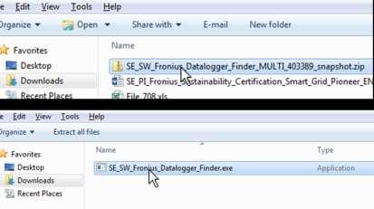 Βήμα 5. Στη συνέχεια εγκαθιστούμε το πρόγραμμα Fronius Datalogger Finder, τρέχοντας το αρχείο.exe μέσα από τον φάκελο zip που κατεβάσαμε Βήμα 7.