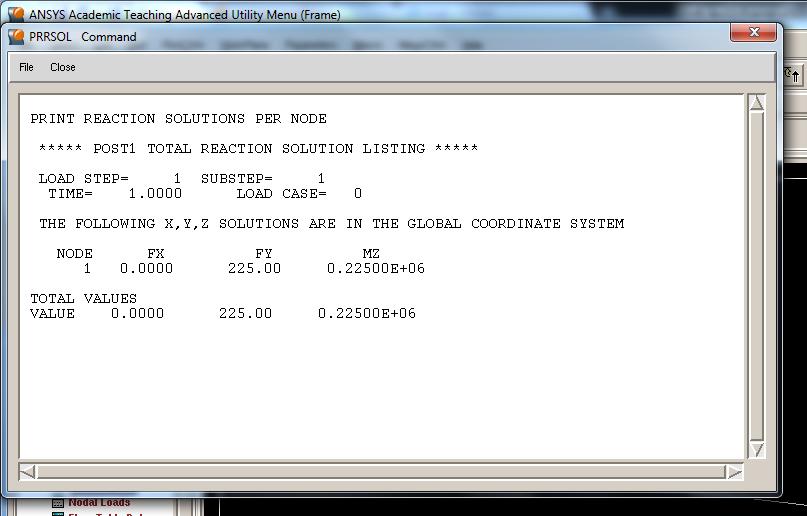 POSTPROCCESING: LIST RESULTS: REACTION SOLUTION 1.