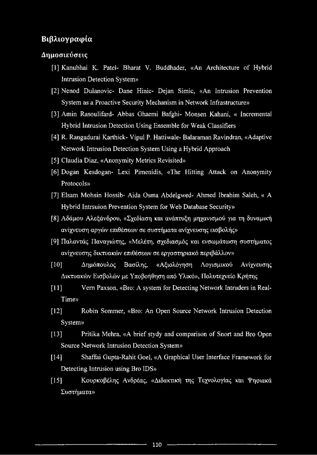 Infrastructure» [3] Amin Rasoulifard- Abbas Ghaemi Bafghi- Monsen Kahani, «Incremental Hybrid Intrusion Detection Using Ensemble for Weak Classifiers [4] R. Rangadurai Karthick- Vipul P.