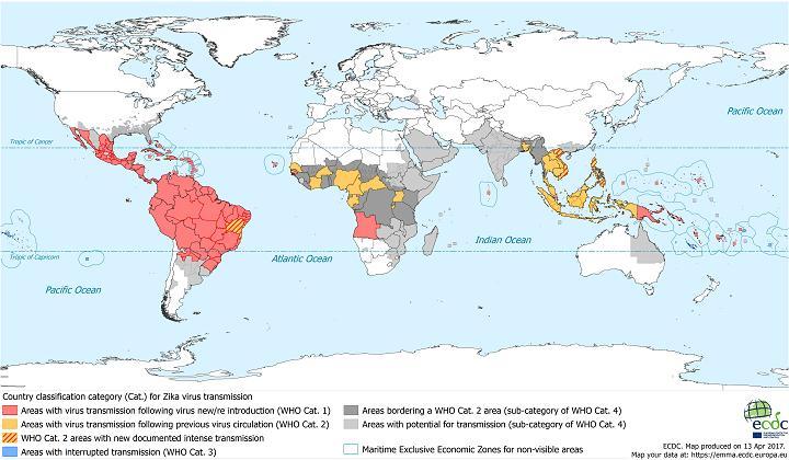 4 Πυρετός από τον ιό Zika Το 2014 αναφέρθηκαν κρούσματα από τον ιό Zika στην Αφρική, στη