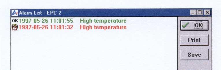 Timer information 8. Separator info 9. Alarm dispay 10. Alarm list 11.